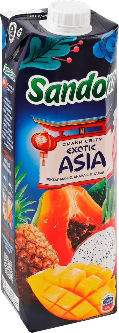 Фото 2 - Нектар Sandora Exotic Asia з манго, ананасу, пітахаї та папаї 950 мл