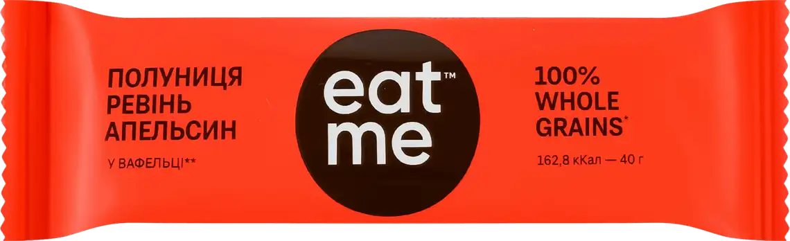 Фото 1 - Батончик Eat Me полуниця-ревінь-апельсин 40 г