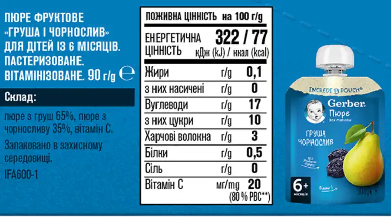 Фото 5 - Набір фруктових пюре Gerber для дітей 630 г