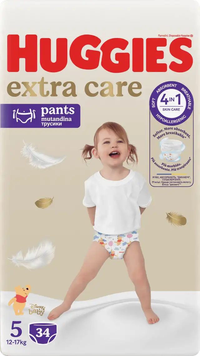 Фото 1 - Підгузники-трусики Huggies Extra Care Mega 5 12-17 кг 34 шт