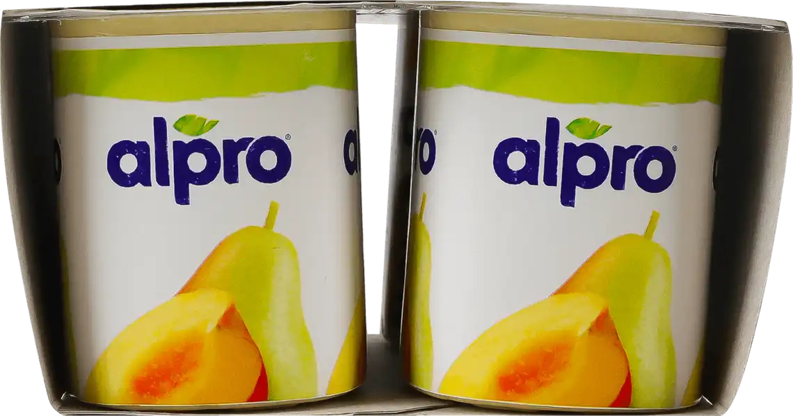 Фото 2 - Йогурт соєвий Alpro полуниця та банан, персик та груша 4х125 г