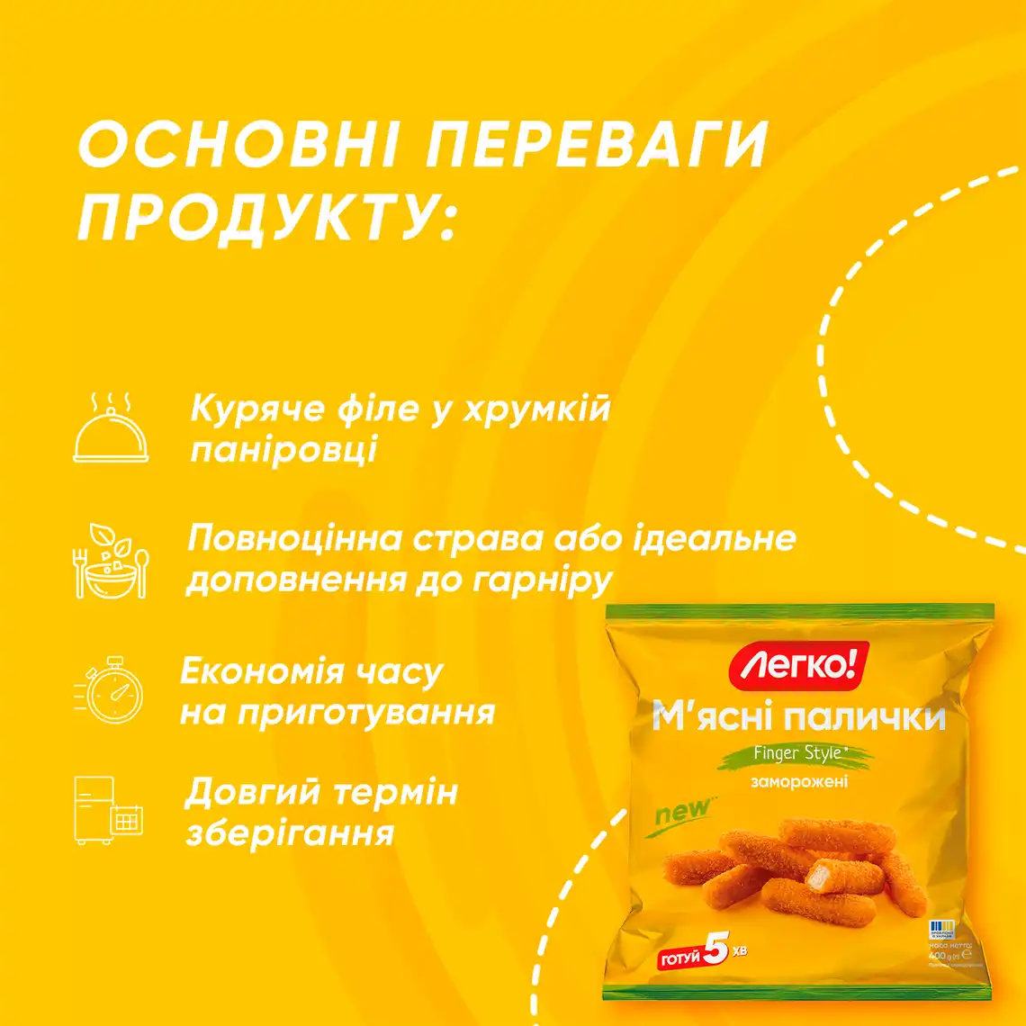 Фото 3 - М'ясні палички Легко! Finger Style курячі заморожені 400 г