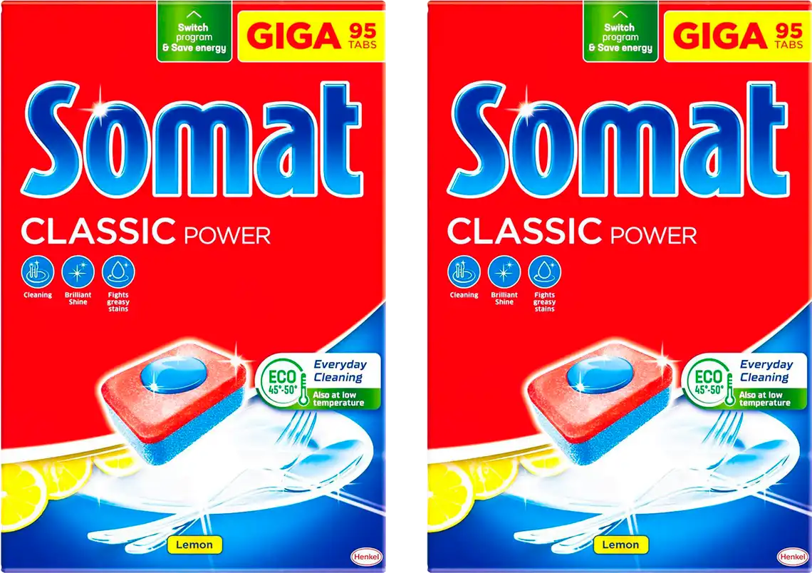 Фото 2 - Таблетки для посудомийної машини Somat Classic Duo 95+95 шт