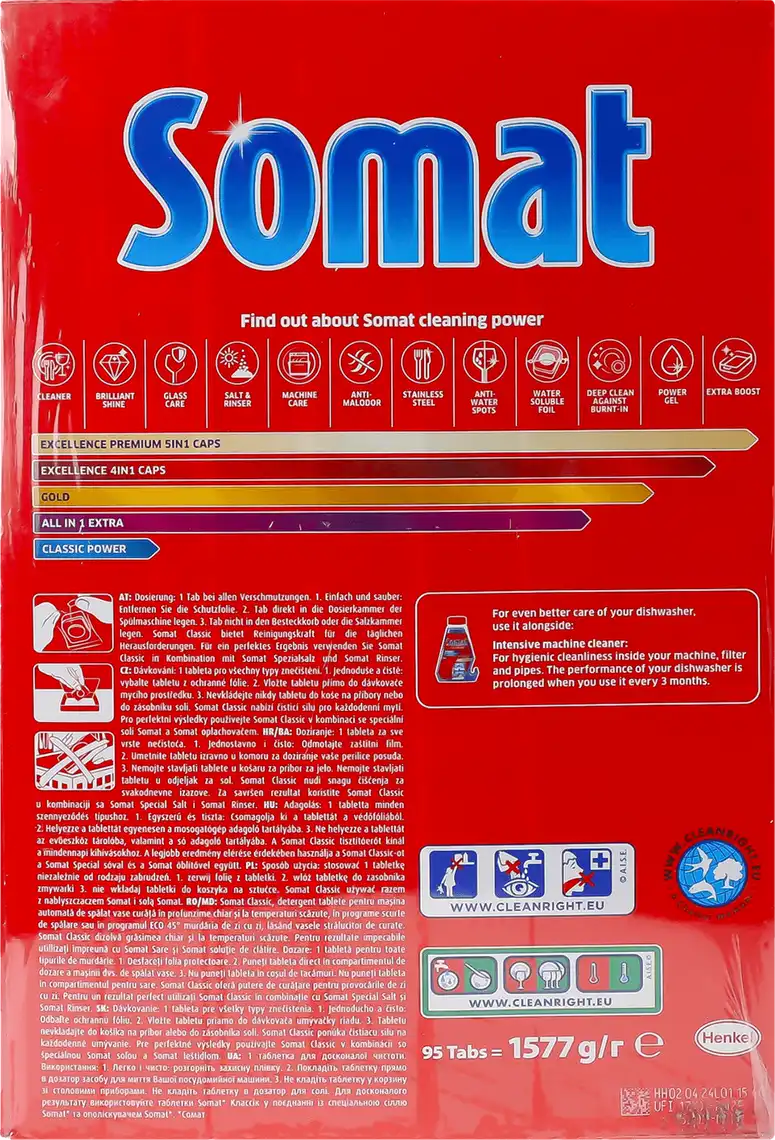 Фото 3 - Таблетки для посудомийної машини Somat Classic Duo 95+95 шт
