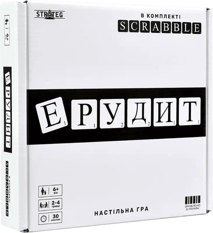 Фото 1 - Настільна гра Strateg Ерудит чорно-білий українською