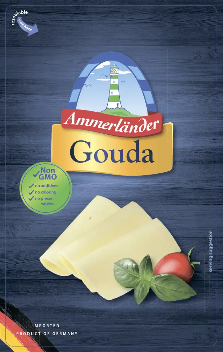 Фото 1 - Сир Ammerlander Гауда 48% нарізка 200 г