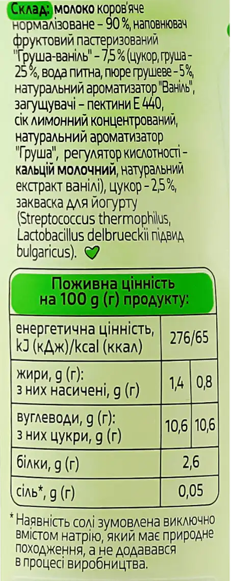 Фото 5 - Йогурт Молокія Груша та Ваніль 1.4% 250г