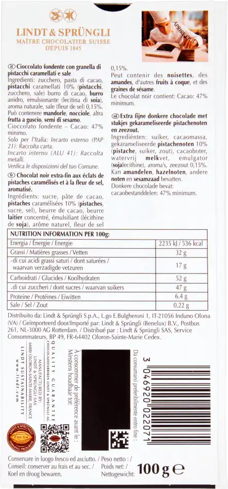 Фото 2 - Шоколад Lindt Чорний з Фісташками 100 г