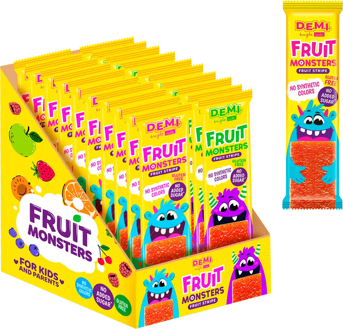 Фото 1 - Пастила D.E.M.I. Fruit Monsters із соком полуниці 15 г