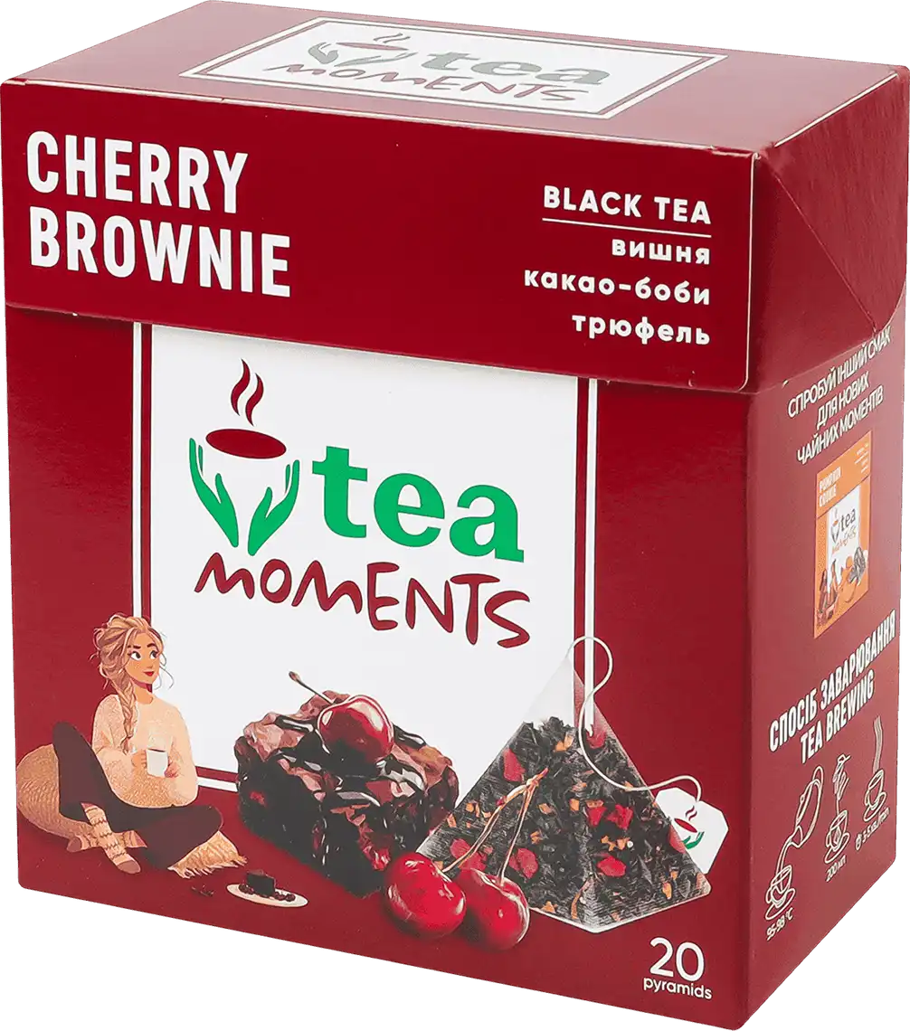 Фото 1 - Чай Tea Moments Вишневий Брауні чорний 20х1.8 г