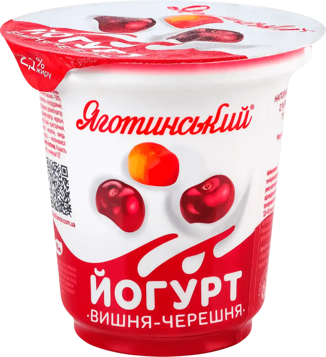 Фото 1 - Йогурт Яготинський Вишня та Черешня 2.1% 260 г