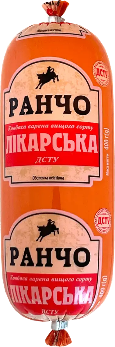 Фото 1 - Ковбаса Ранчо Лікарська варена вищий гатунок 400 г