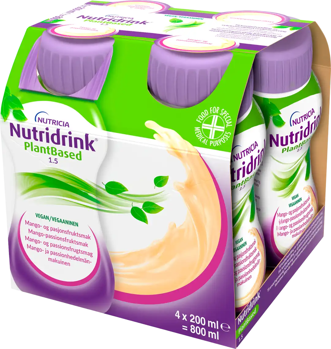 Фото 1 - Ентеральне харчування Nutricia Nutridrink Plant Based манго та маракуя від 3 років 4х200 мл