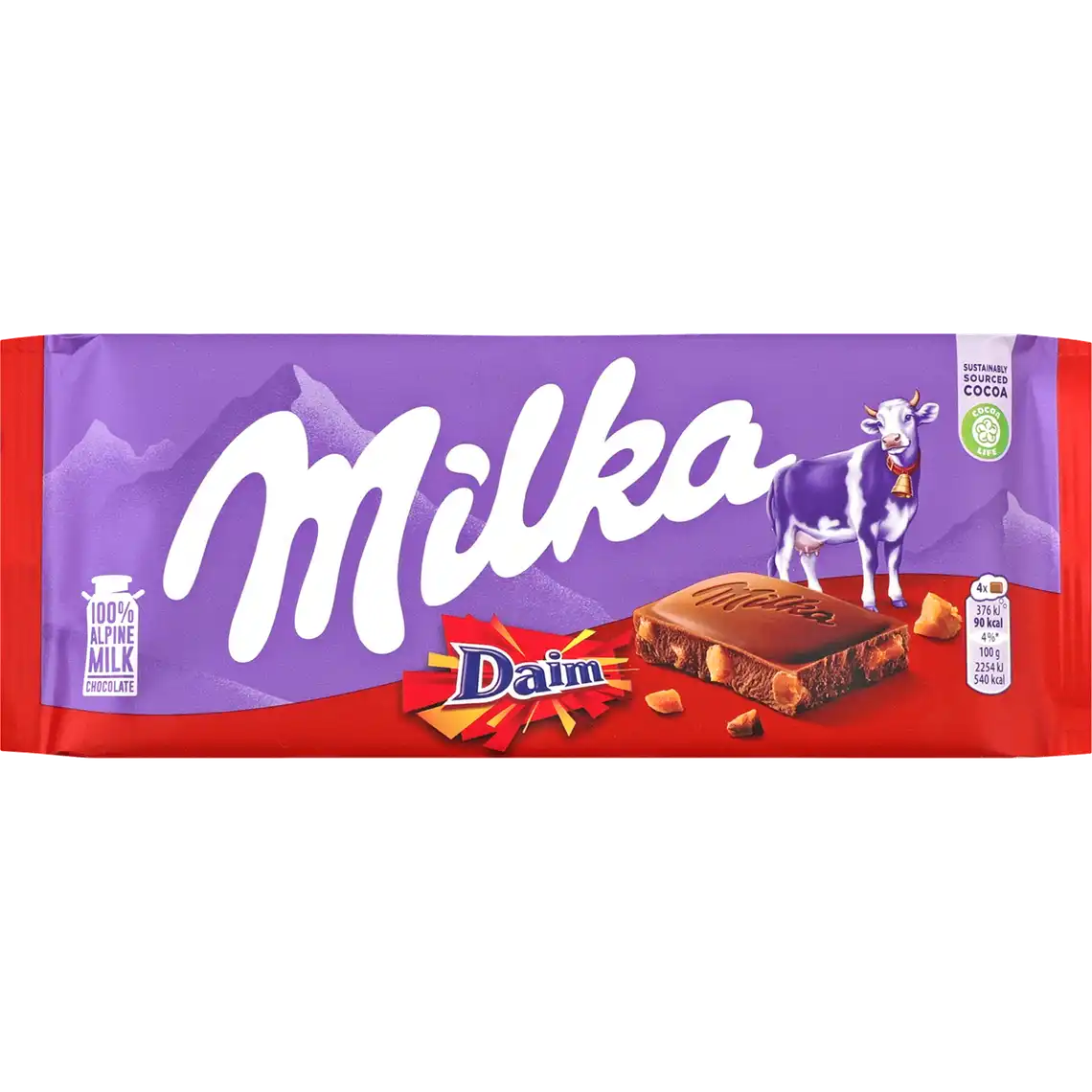 Фото 1 - Шоколад Milka молочний зі шматочками хрумкої карамелі з мигдалем 90 г