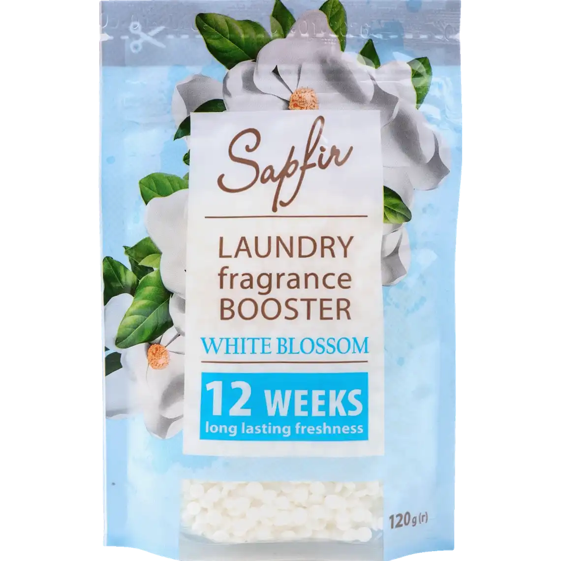 Фото 1 - Кондиціонер для прання Sapfir Aroma White Blossom парфумований в гранулах 120 г