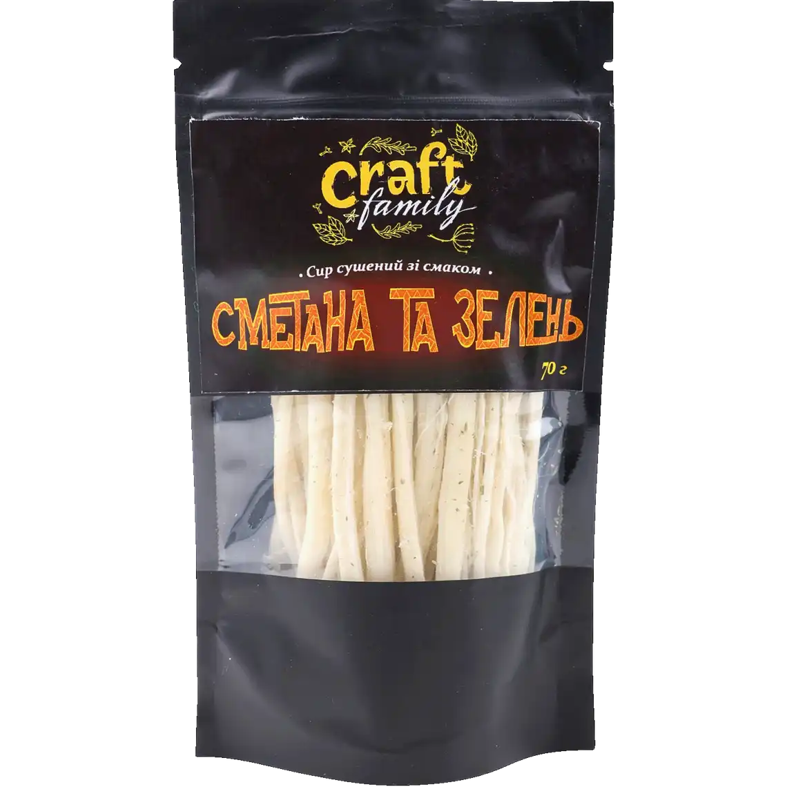 Фото 1 - Сир Craft family сушений зі смаком сметани та зелені 70 г