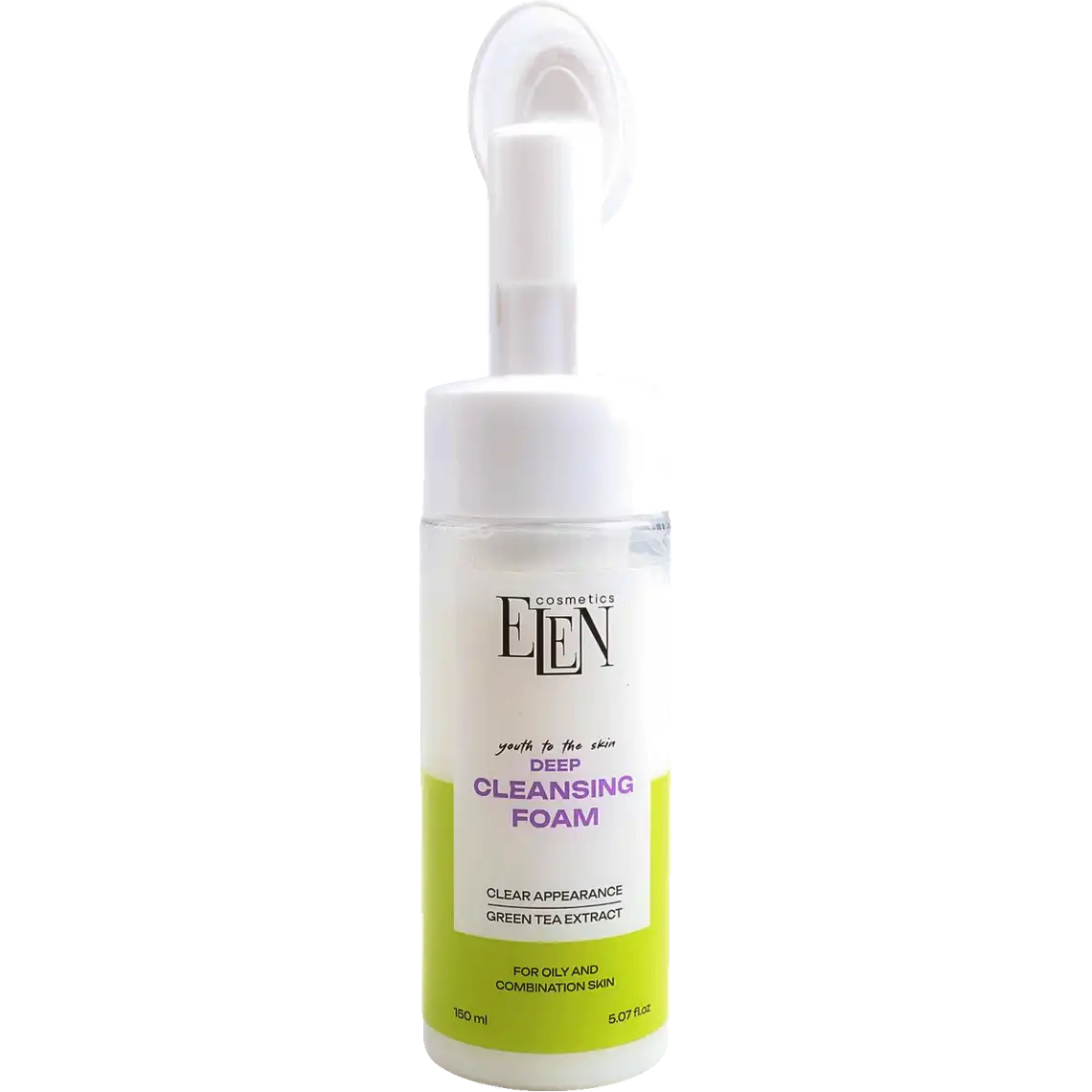 Фото 1 - Пінка для вмивання Elen Cosmetics Глибоко очищаюча для жирної та комбінованої шкіри 150 мл