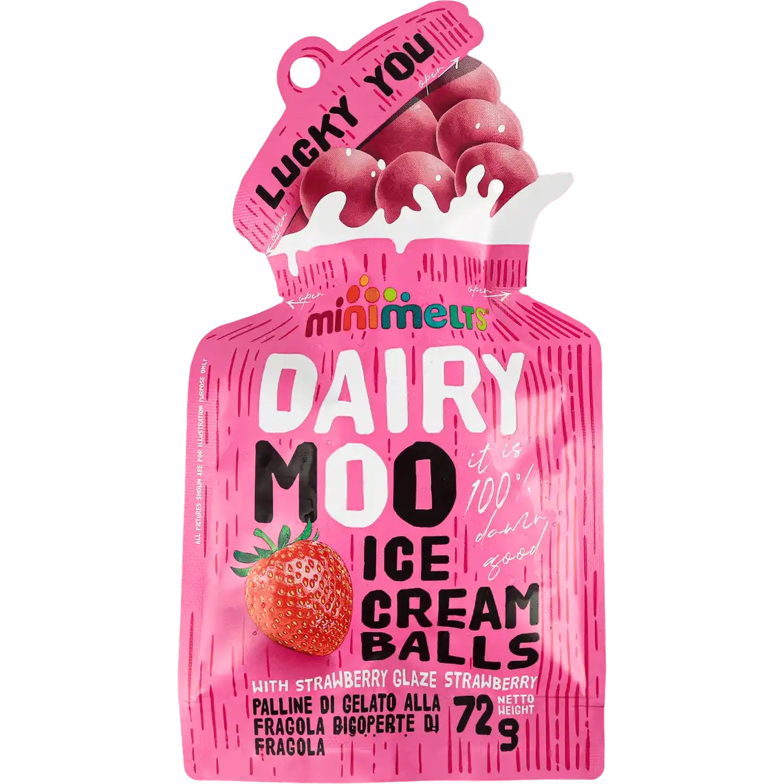 Фото 1 - Морозиво Mini Melts Strawberry Dairy Moo кульки 72 г