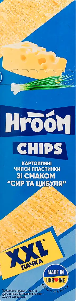 Фото 2 - Чипси Hroom картопляні пластинки зі смаком Сир та цибуля 100 г