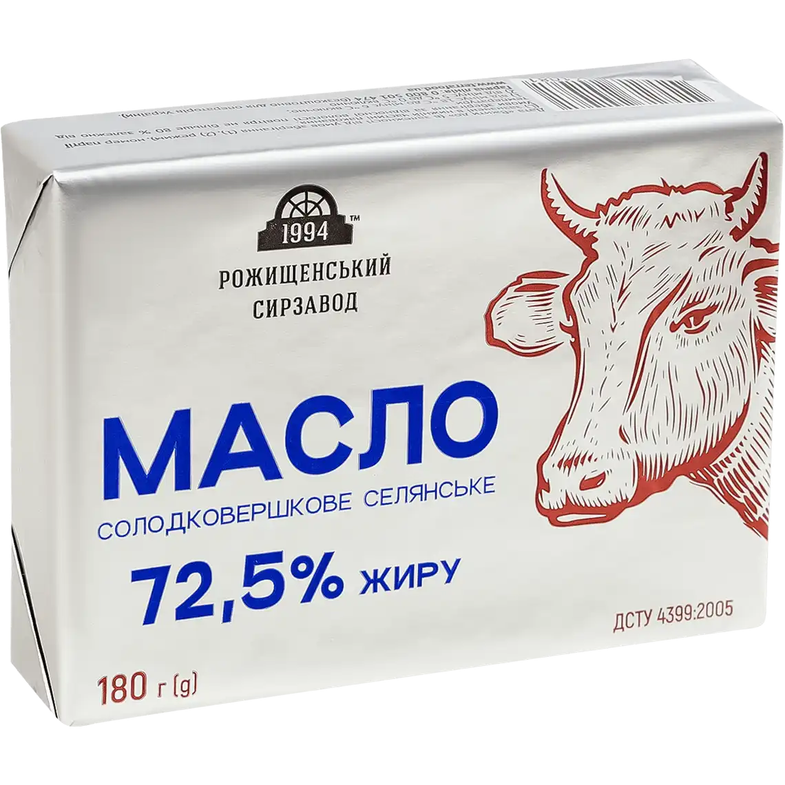 Фото 1 - Масло Рожищенський сирзавод Селянське солодковершкове 72.5% 180 г