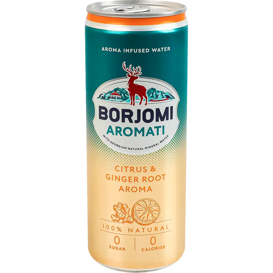 Фото 1 - Напій Borjomi Aromati безалкогольний сильногазований з ароматом цитрусових та кореню імбиру 330 мл