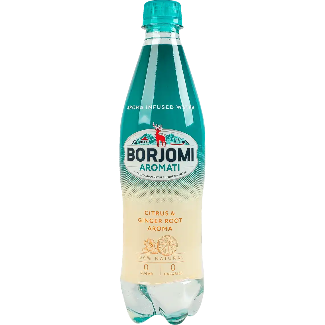 Фото 1 - Напій Borjomi Aromati безалкогольний сильногазований з ароматом цитрусових та кореню імбиру 500 мл