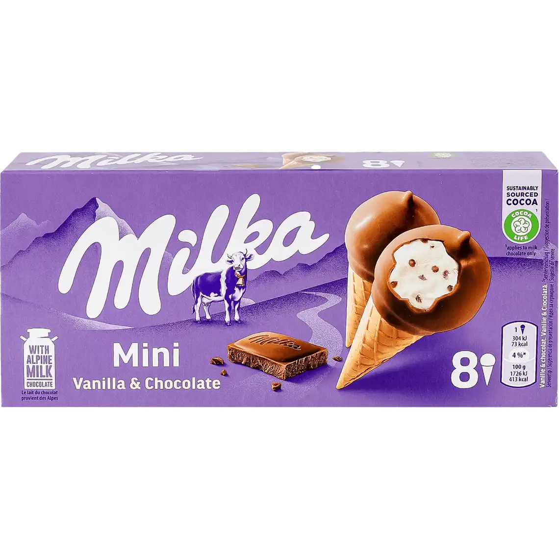 Фото 1 - Морозиво Milka ріжок мультипак 8 шт 140 г