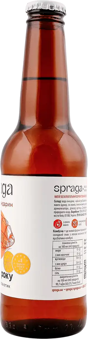Фото 2 - Напій Spraga Комбуча манго та мандарин 330 мл