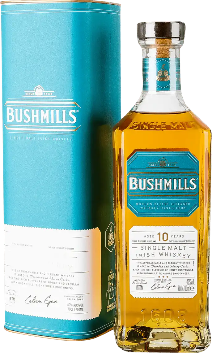 Фото 1 - Віскі Bushmills 10 років витримки 40% в подарунковій упаковці 0,7 л