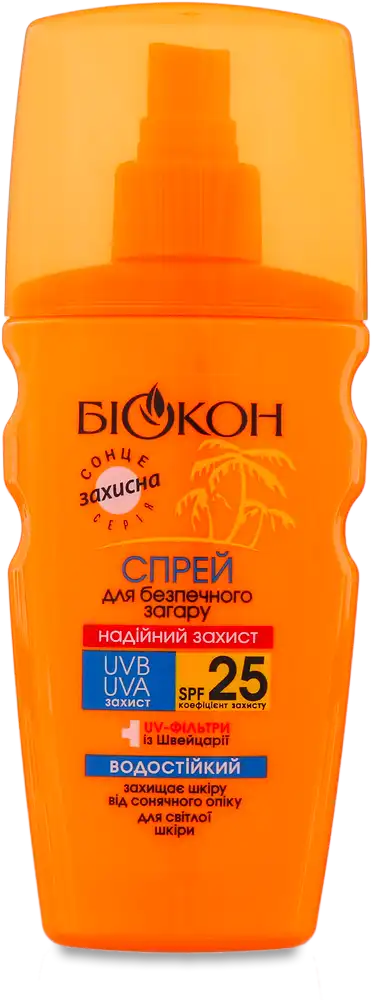 Фото 1 - Спрей для засмаги Біокон водостійкий SPF 25 160 мл