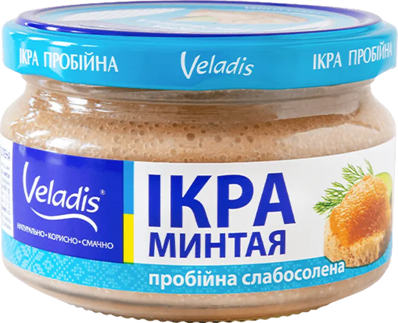 Фото 1 - Ікра минтая Veladis пробійна слабосолена 180 г