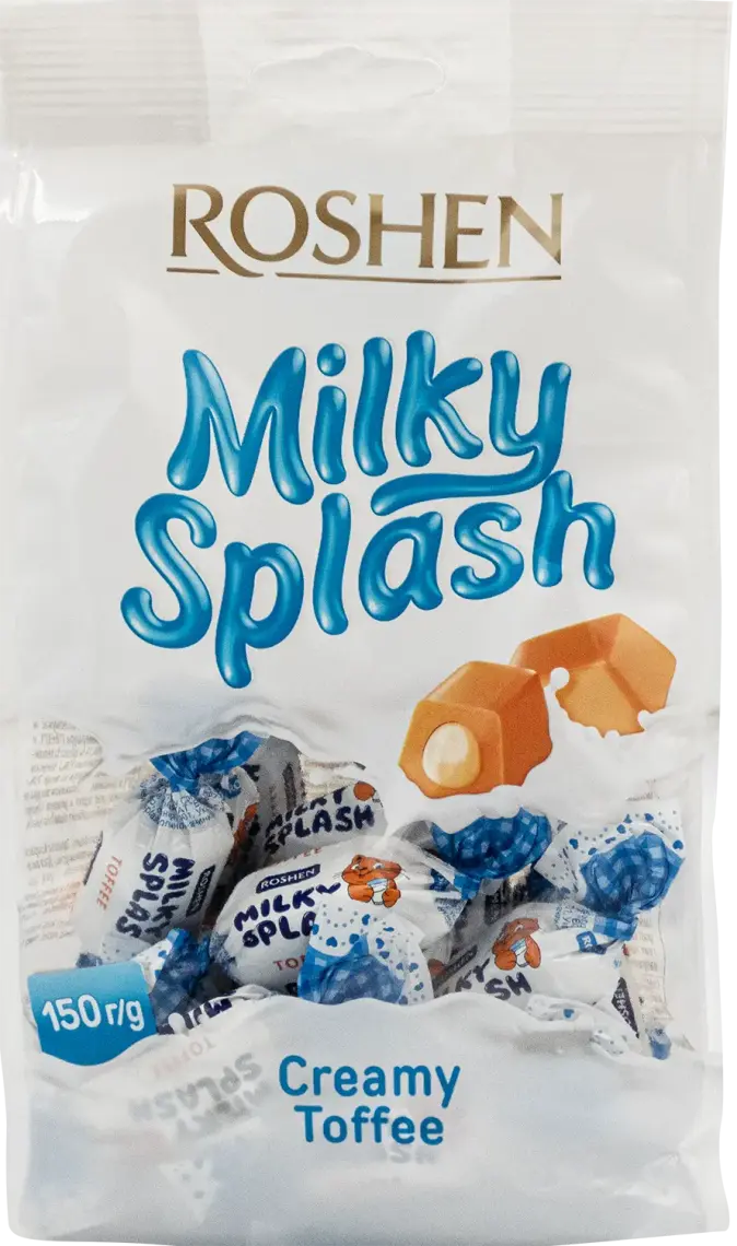 Фото 1 - Цукерки Roshen Milky Splash Creamy Toffee з молочною начинкою 150 г