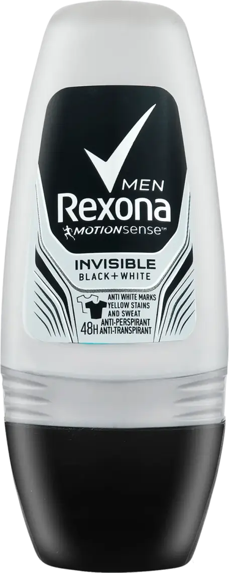 Фото 1 - Дезодорант Rexona Men Невидимий на чорному і білому роликовий 50 мл