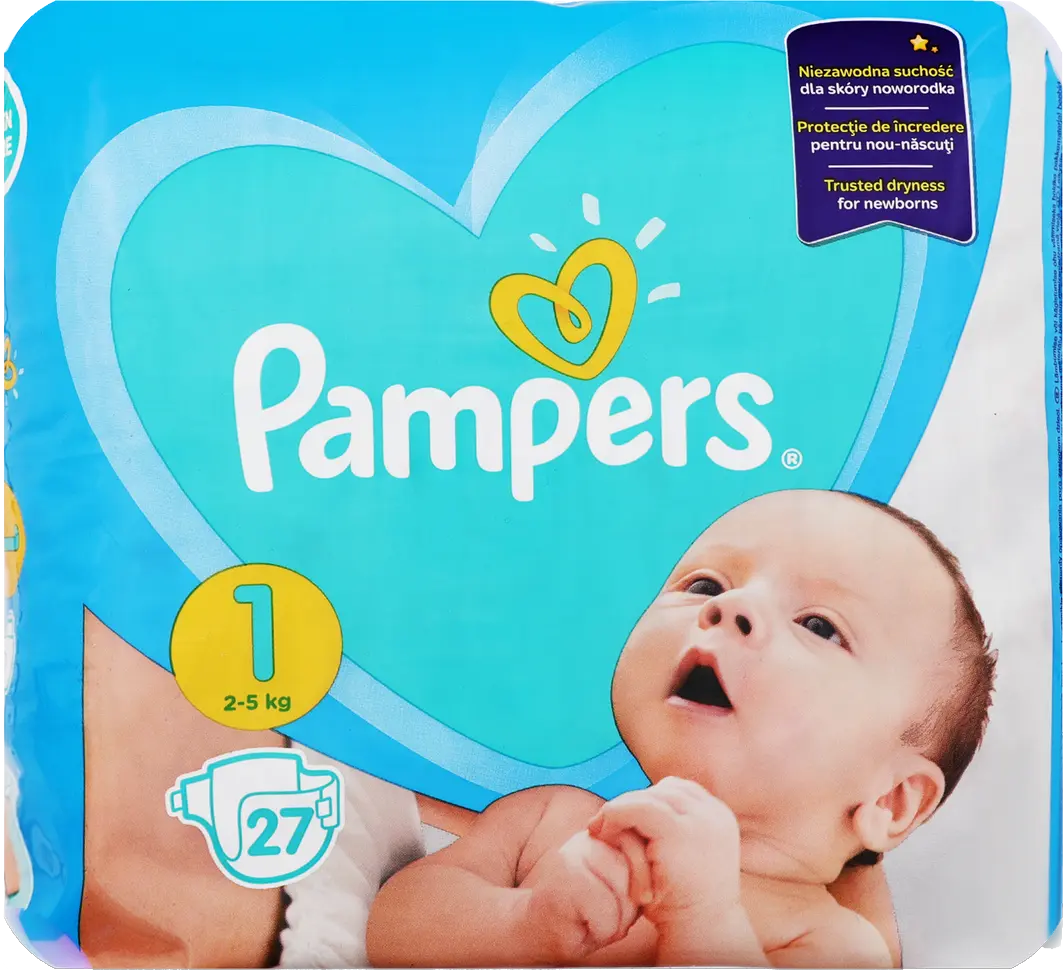 Фото 1 - Підгузки Pampers розмір 1 Newborn (2-5 кг) 27 шт.
