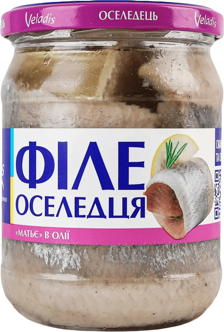 Фото 1 - Оселедець Veladis Мат'є філе в олії 470 г