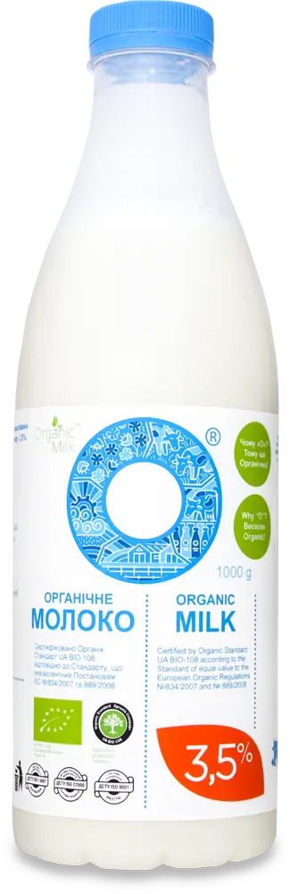 Фото 1 - Молоко Organic Milk 3.5% пастеризоване 1 л