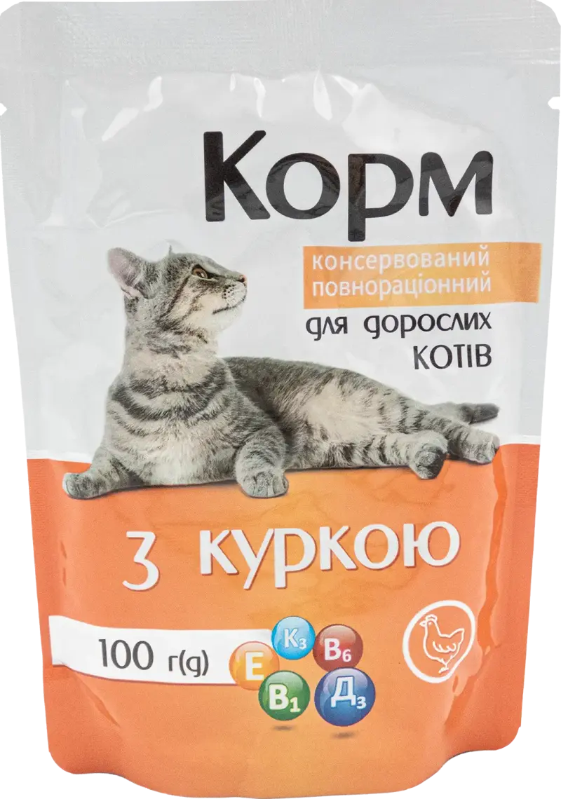 Фото 1 - Корм для котів ЧИСТА ВИГОДА! з куркою 100 г