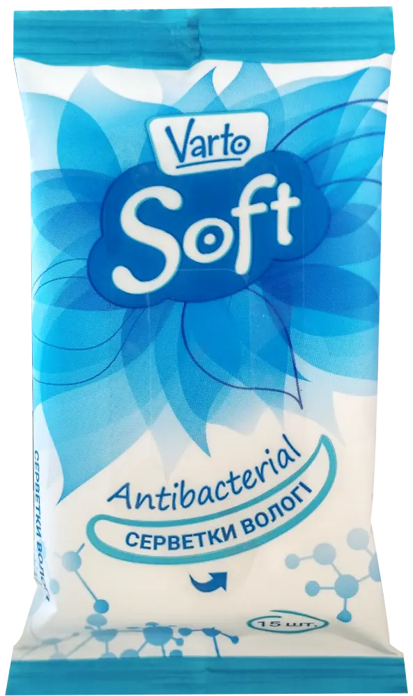Фото 1 - Вологі серветки Varto Soft Антибактеріальні 15 шт.