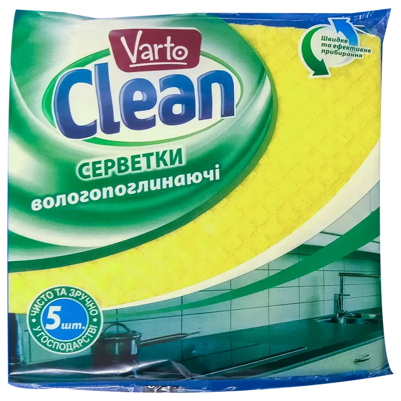 Фото 1 - Серветки Varto Clean целюлозні 5 шт