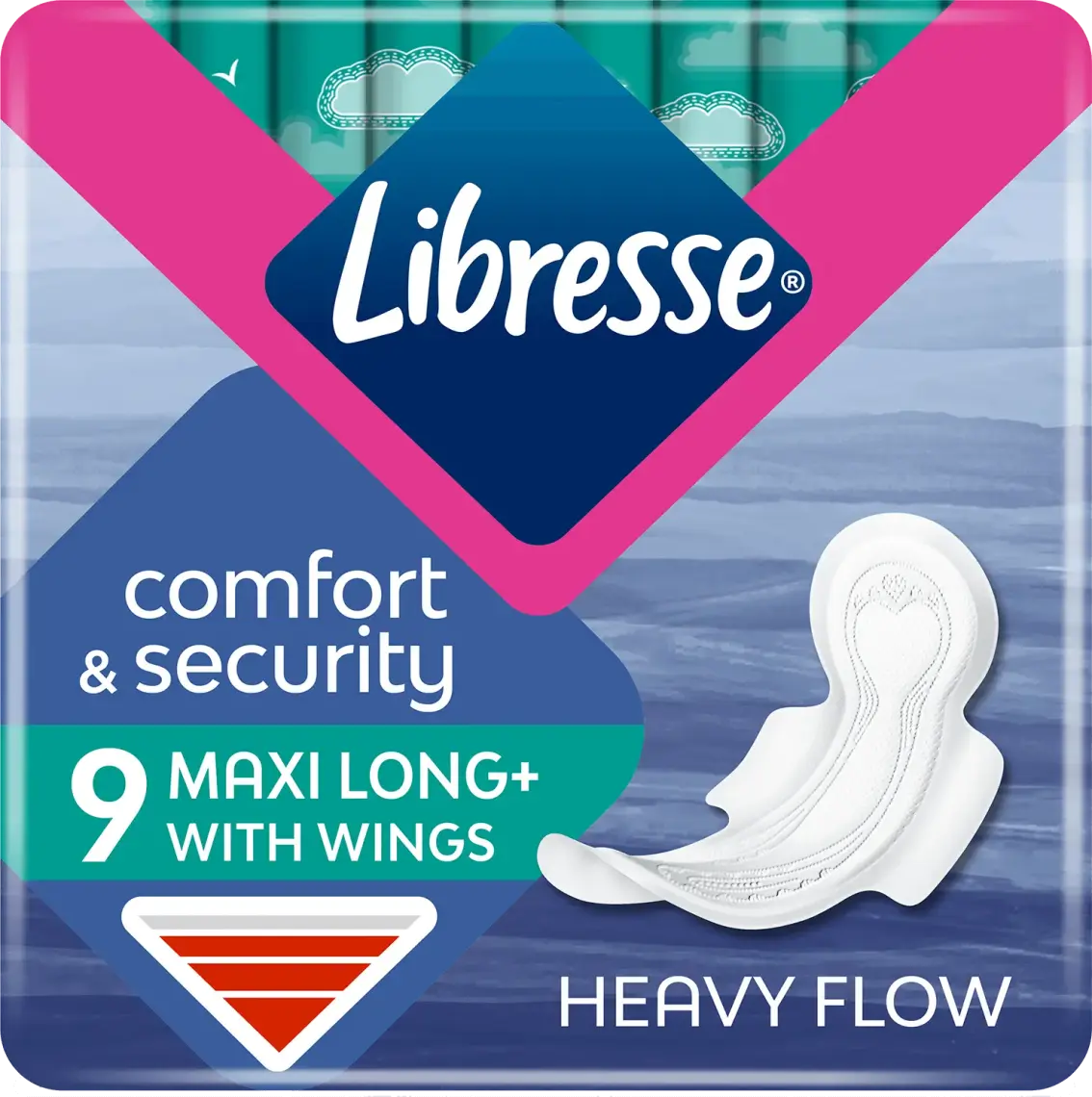 Фото 1 - Прокладки Libresse Maxi long with wings Comfort&Security 9 шт