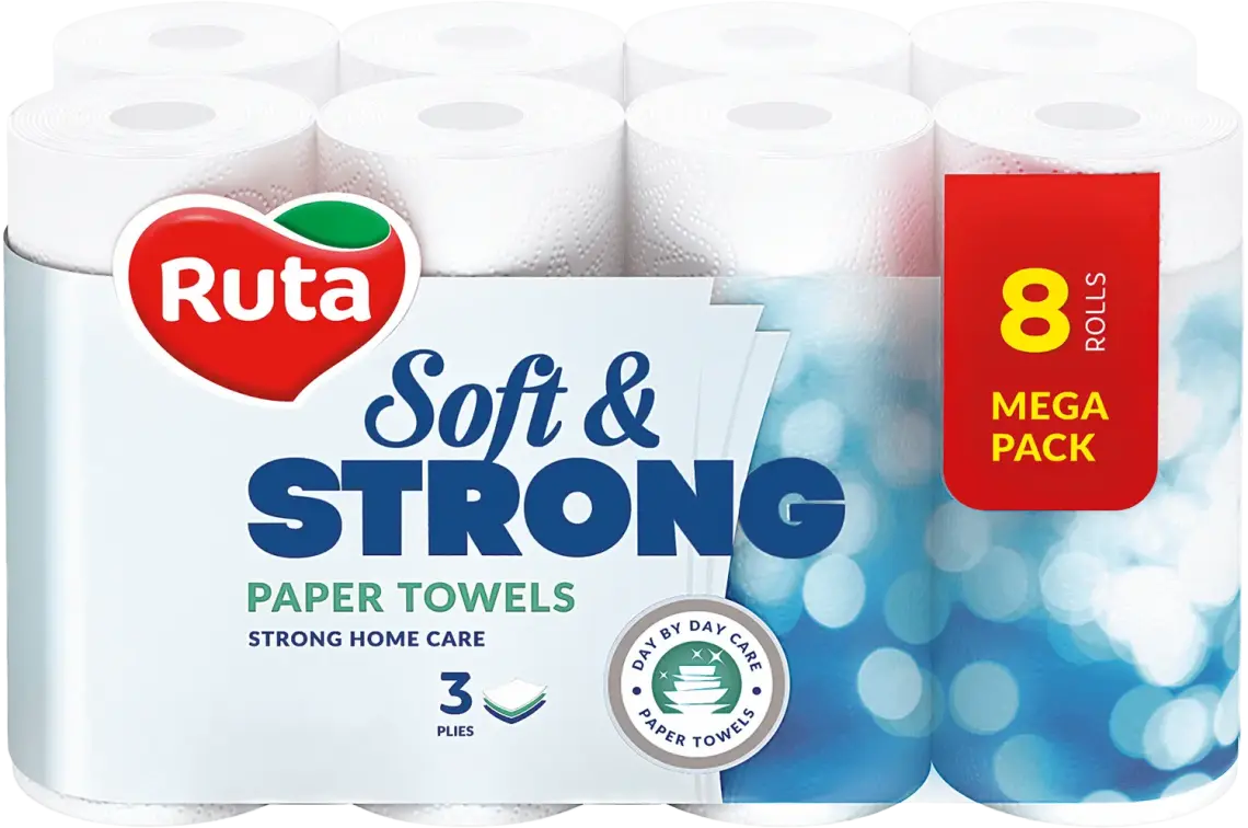 Фото 1 - Рушники паперові Ruta Soft&Strong 3-шарові 8шт