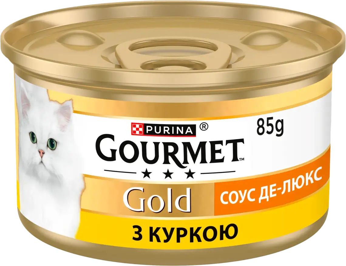 Фото 1 - Вологий корм Gourmet Gold Соус Де-Люкс для дорослих котів шматочки в соусі з куркою 85 г