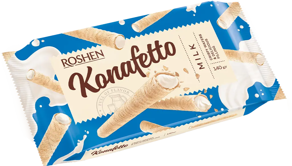 Фото 1 - Вафельні трубочки Roshen Konafetto з молочною начинкою 140 г