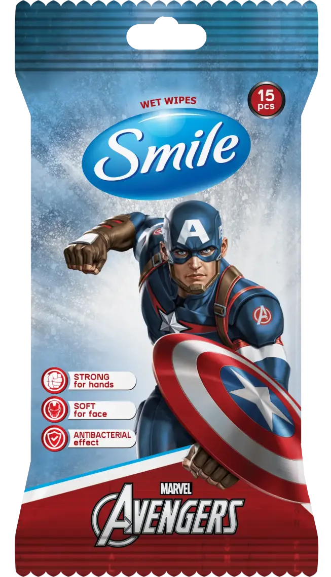 Фото 1 - Серветки Smile Marvel Spider Man вологі 15 шт
