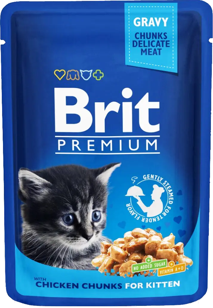 Фото 1 - Корм для кошенят Brit Premium вологий з куркою 100 г