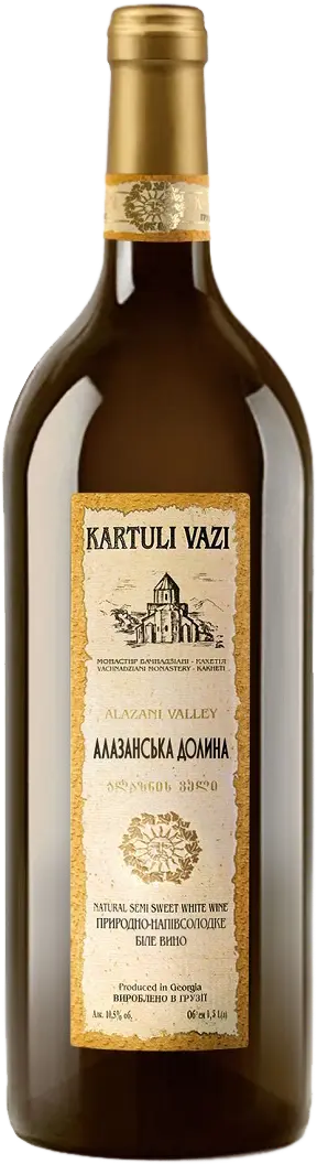 Фото 1 - Вино Kartuli Vazi Алазанська долина біле напівсолодке 11,5% 1,5 л