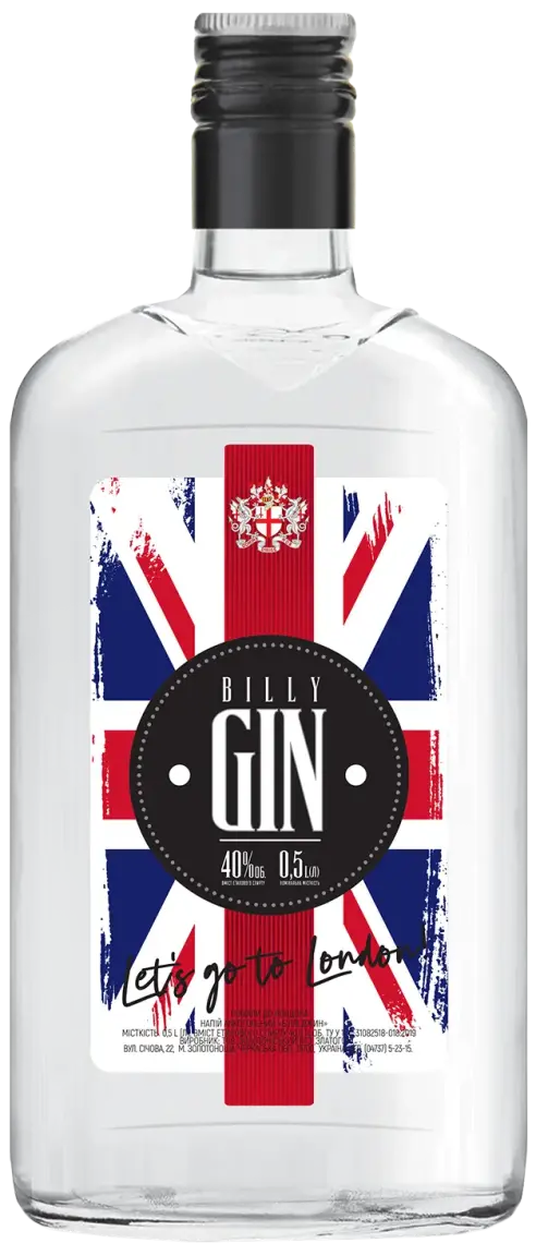 Фото 1 - Напій алкогольний Billy Gin 40% 0.5 л