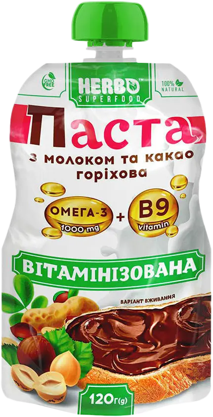 Фото 1 - Паста Herbo Superfood горіхова вітамінізована 120 г