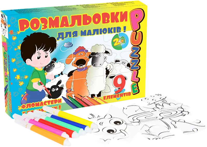 Фото 1 - Пазл-розмальовка 9 елементів MAXI Мультфільми в асортименті