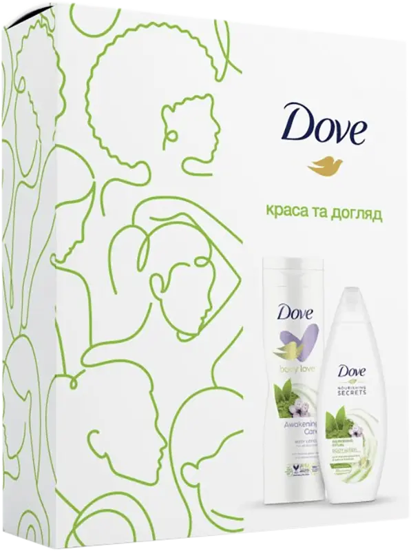 Фото 1 - Набір подарунковий Dove Краса та догляд (гель для душу 250мл + лосьон для тіла 250мл)